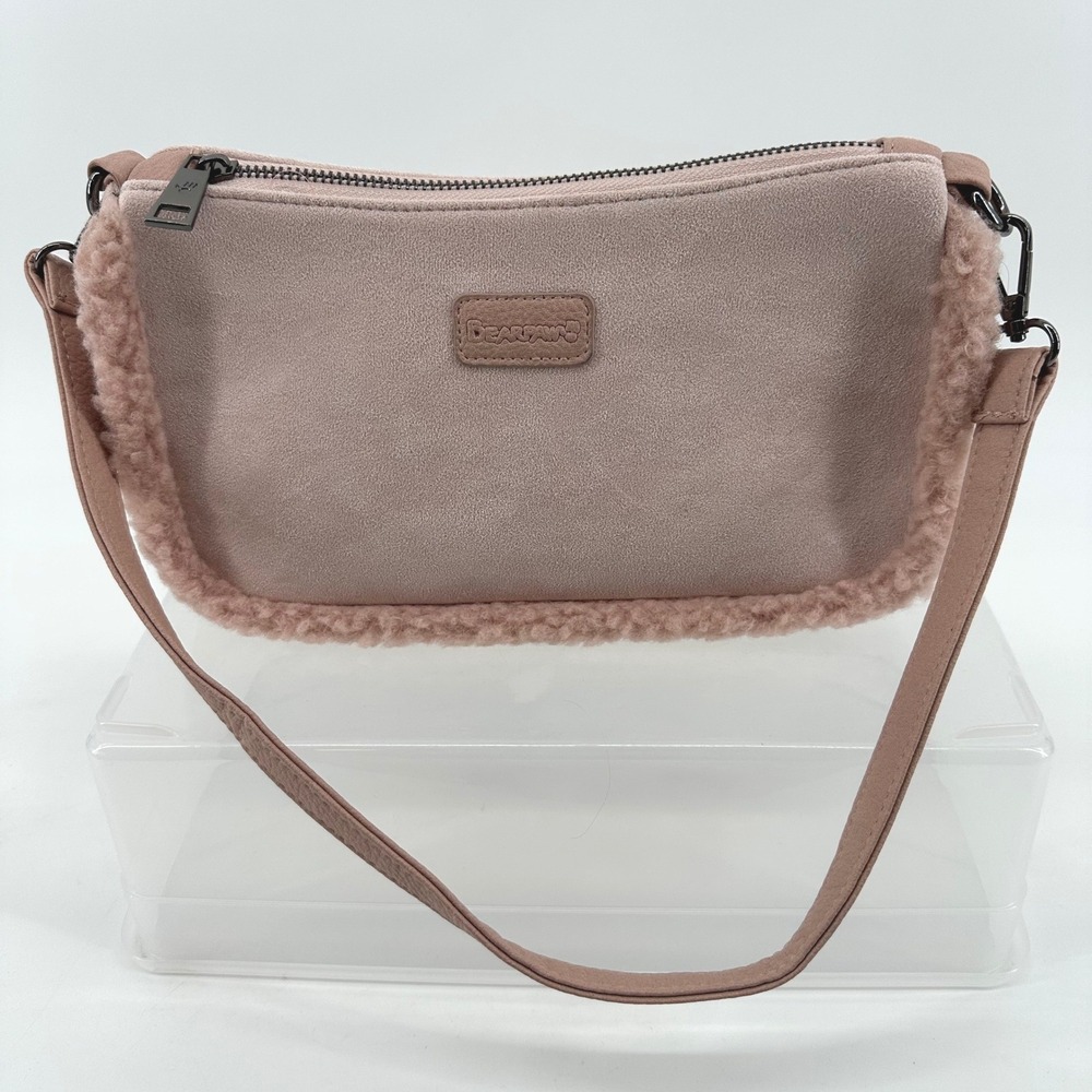 Bearpaw Shoulder Bag Womens Small Dusty Rose Pink Sherpa Y2K Apres Ski Boho